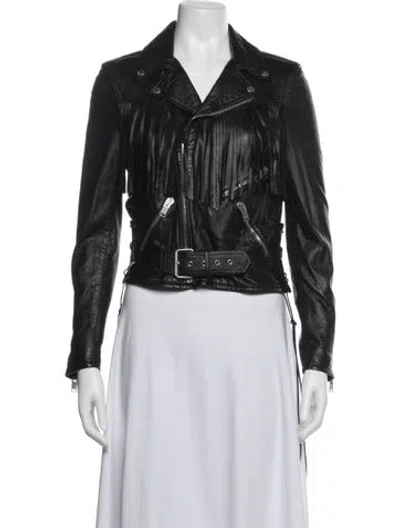 Pre-owned Saint Laurent Leather Biker Jacket In Black