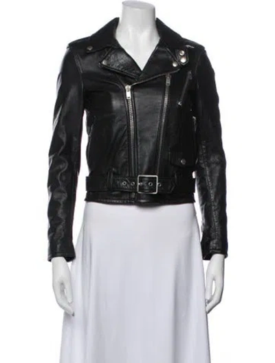 Pre-owned Saint Laurent Leather Biker Jacket In Black