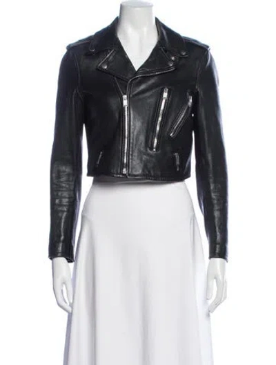 Pre-owned Saint Laurent Leather Biker Jacket In Black