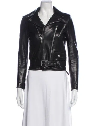 Pre-owned Saint Laurent Leather Biker Jacket In Black