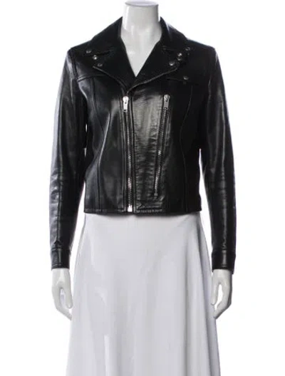 Pre-owned Saint Laurent Leather Biker Jacket In Black