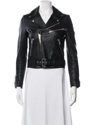 Pre-owned Saint Laurent Leather Biker Jacket In Black