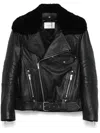 Saint Laurent Biker Jacket In Vintage Leather And Shearling In Black