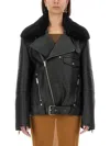 Saint Laurent Leather Biker Jacket Jackets Black In Black