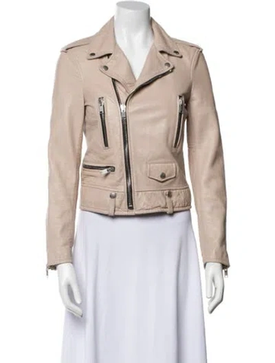 Pre-owned Saint Laurent Leather Biker Jacket In Neutral