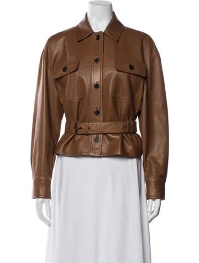Pre-owned Saint Laurent Leather Biker Jacket In Neutral