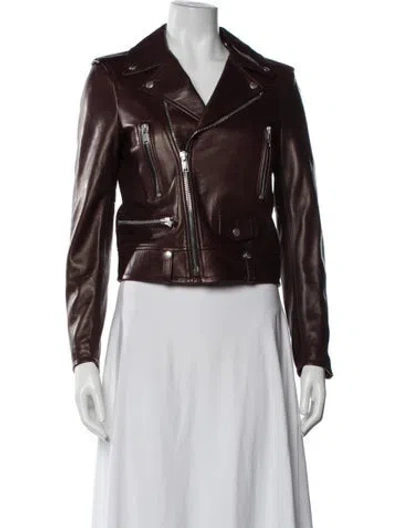 Pre-owned Saint Laurent Leather Biker Jacket In Red