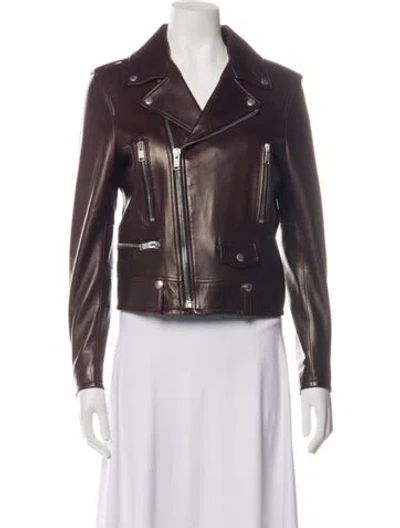 Pre-owned Saint Laurent Leather Biker Jacket In Red
