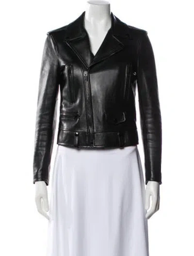 Pre-owned Saint Laurent Leather Biker Jacket W/ Tags In Black