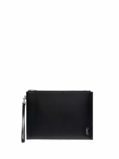 Saint Laurent Leather Black Pouch