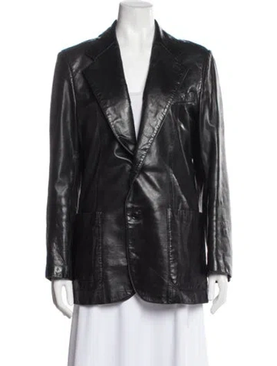 Pre-owned Saint Laurent Leather Blazer In Black