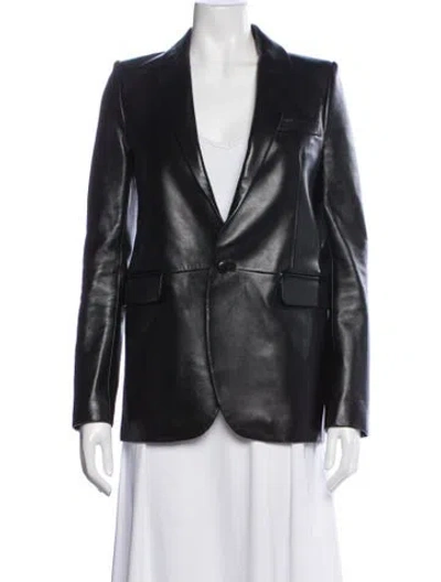 Pre-owned Saint Laurent Leather Blazer In Black