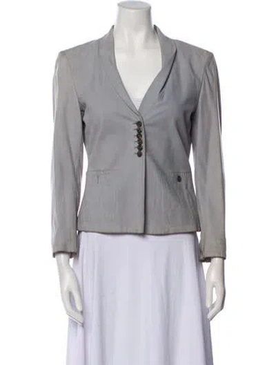 Pre-owned Saint Laurent Leather Blazer In Blue