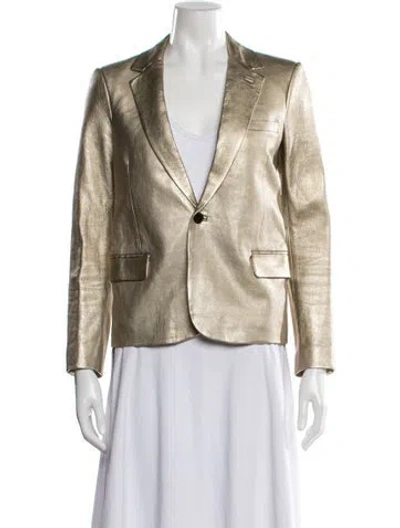 Pre-owned Saint Laurent Leather Blazer In Neutral