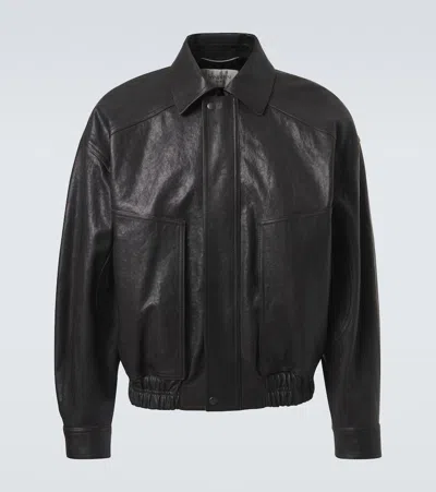 Saint Laurent Leather Blouson Jacket In Black