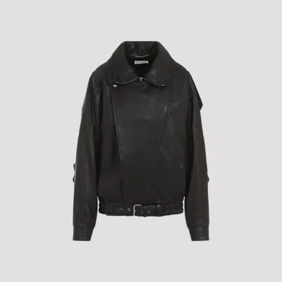 Saint Laurent Oversized Leather Jacket In Black