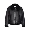 Saint Laurent Long-sleeved Leather Jacket In Black