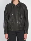 Saint Laurent Leather Bomber Jacket In Black