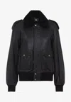 Saint Laurent Leather Bomber Jacket In Black