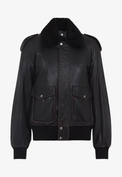 SAINT LAURENT LEATHER BOMBER JACKET
