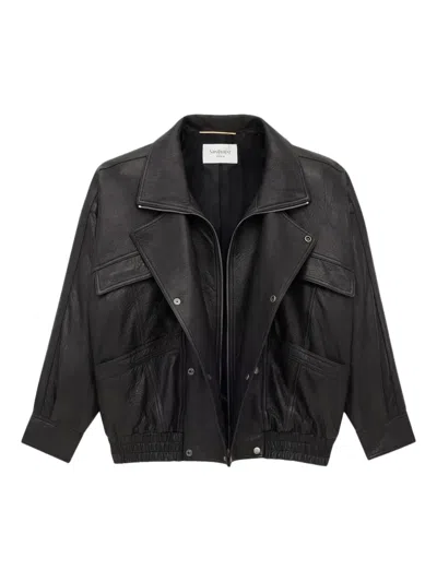 Saint Laurent Bomber Jacket In Bubbled Lambskin In Black