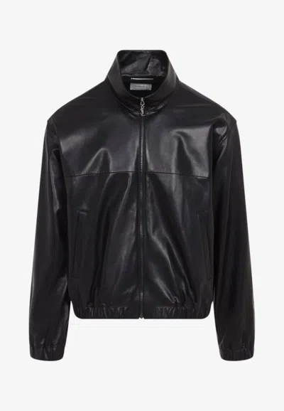 Saint Laurent Leather Bomber Jacket In Black