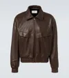 Saint Laurent Lambskin Zip Bomber Jacket In Brown