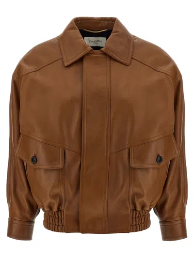 SAINT LAURENT SAINT LAURENT LEATHER BOMBER JACKET