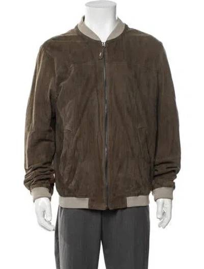 Pre-owned Saint Laurent Leather Bomber Jacket In Green