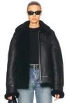 Saint Laurent Leather Bomber Jacket In Noir