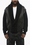 Saint Laurent Leather Bomber With Knitted Sleeves And Collar