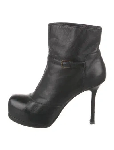Pre-owned Saint Laurent Leather Boots In Black