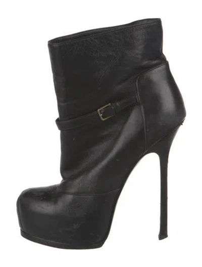 Pre-owned Saint Laurent Leather Boots In Black
