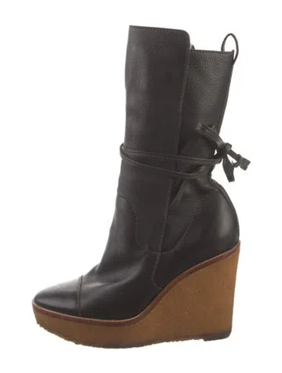 Pre-owned Saint Laurent Leather Boots In Black