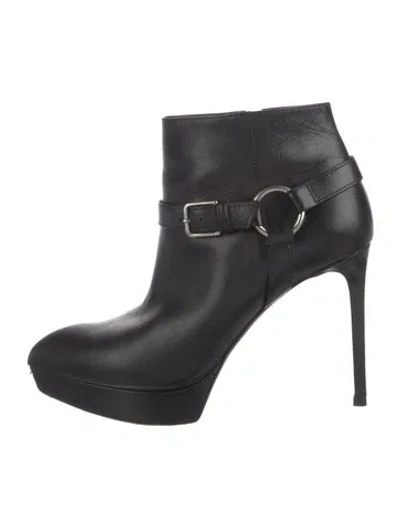 Pre-owned Saint Laurent Leather Boots In Black