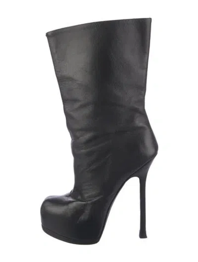 Pre-owned Saint Laurent Leather Boots In Black