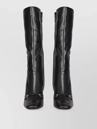 Saint Laurent Leather Boots In Animal Print
