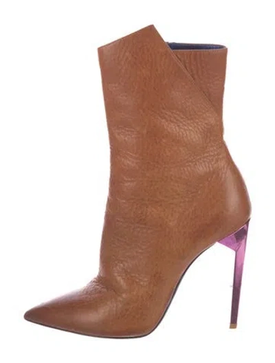 Pre-owned Saint Laurent Leather Boots In Brown
