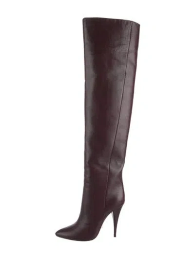 Pre-owned Saint Laurent Leather Boots In Burgundy