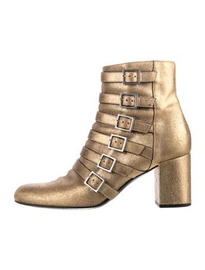 Pre-owned Saint Laurent Leather Boots In Gold/metallic