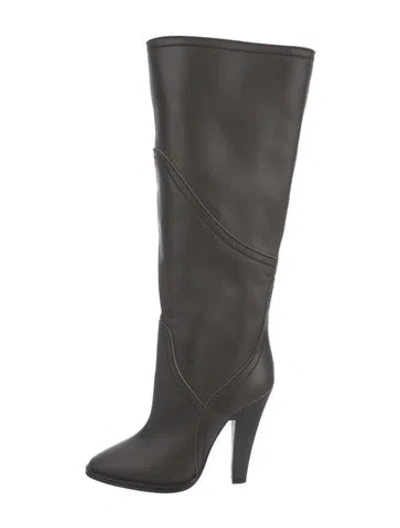 Pre-owned Saint Laurent Leather Boots In Gray