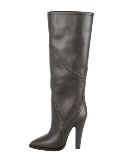 Pre-owned Saint Laurent Leather Boots In Grey