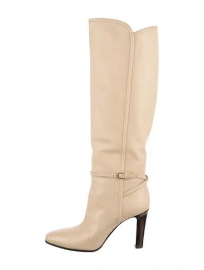 Pre-owned Saint Laurent Leather Boots In Neutral