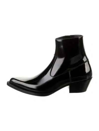 Pre-owned Saint Laurent Leather Boots W/ Tags In Black