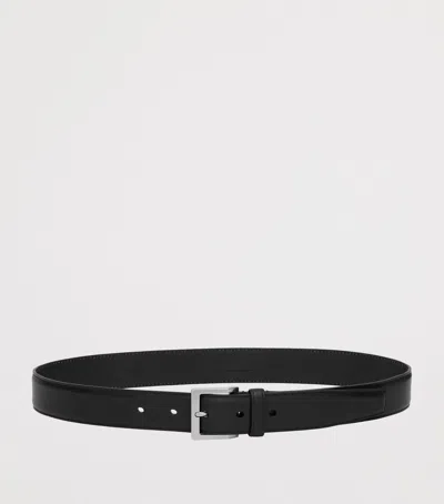 Saint Laurent Leather Boucle Vadim Belt In Black