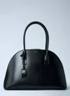 Saint Laurent Leather Bowling Bag In Black