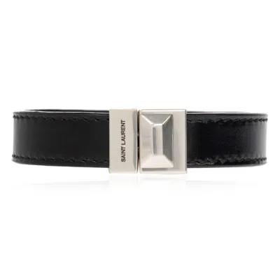 Saint Laurent Leather Bracelet In Black