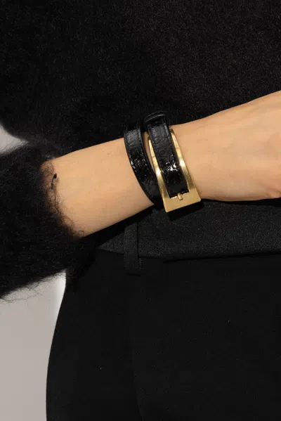 Saint Laurent Leather Bracelet In Black