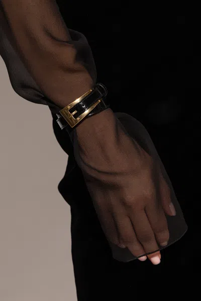Saint Laurent Leather Bracelet In Black