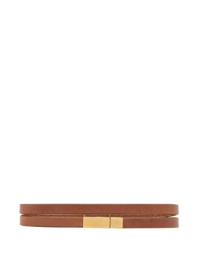 Saint Laurent Leather Bracelet In Brown